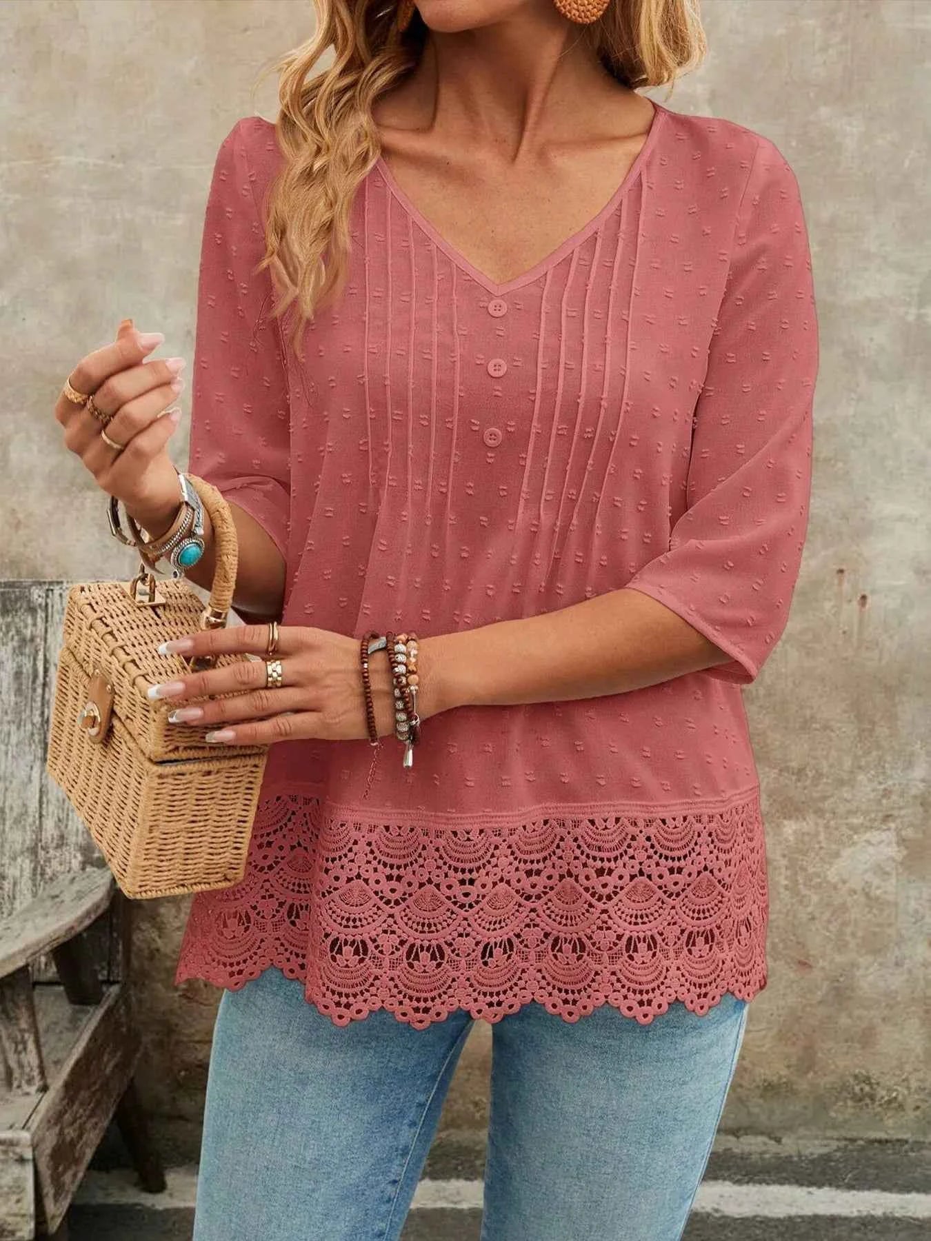 Lace Hem V-Neck Blouse 1bc41aac99d94f08bf793670da3b05a1-Max-Origin