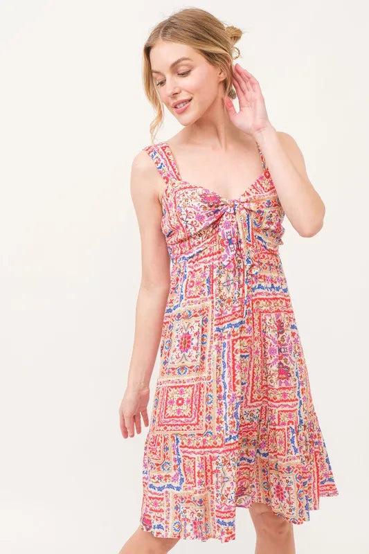 And The Why Tied Front Smocked Back Tiered Boho Printed Dress Red Multi 1bc96ba1800b4431b045da00530d45bf-Max-Origin