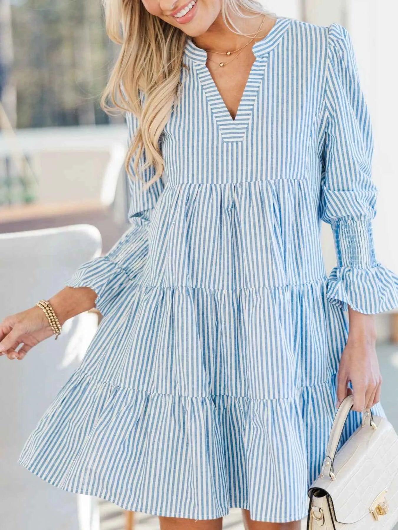 Striped Tiered Flounce Sleeve Shirt Dress 1bcd1890-643f-4eb4-9ab8-f1a15ff8733e-Max-Origin