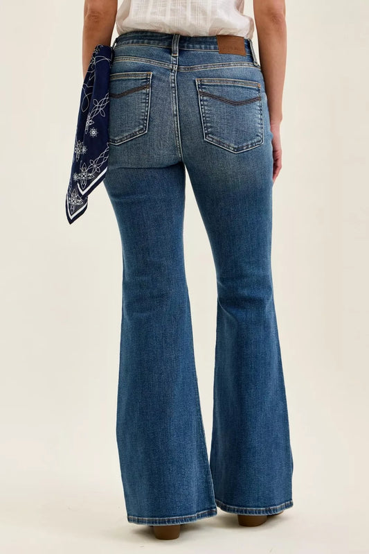 Judy Blue Mid Rise Jaqueline Flare with Triple Needle Back Pkts and Bandana Loop 1bde4d0e-324a-49f1-b1c5-c6fdca1761f9-Max-Origin