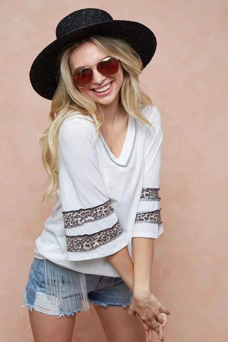 BiBi Triblend Knit Top with Leopard Band Detail 1be6bb8781114917b4edee17e55f77e8-Max-Origin