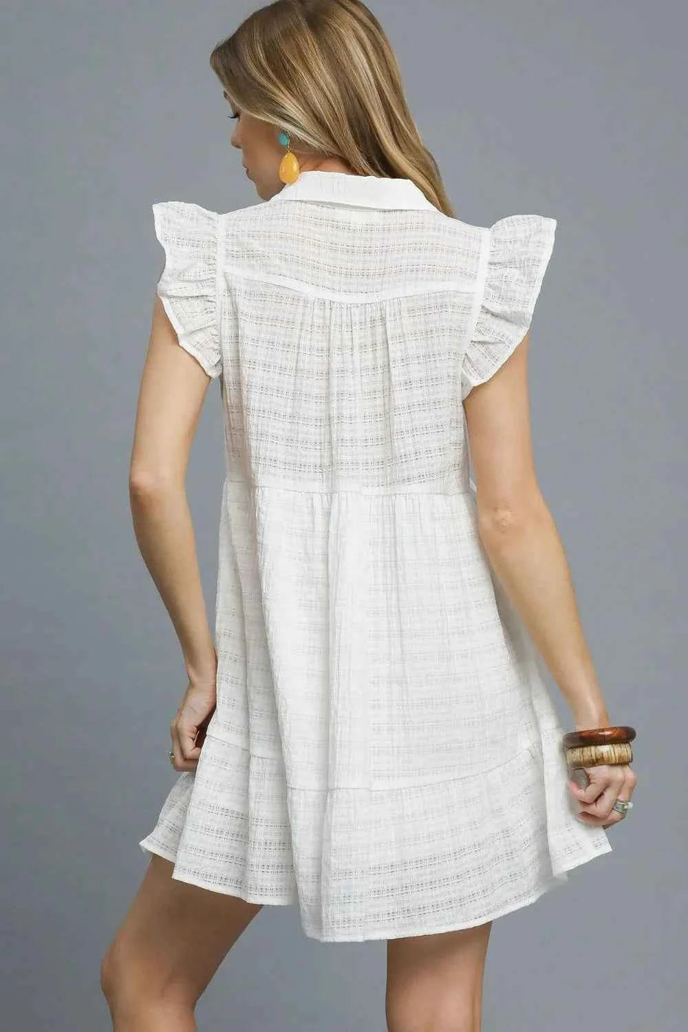 Ruffle Cap Sleeve Textured Mini Dress 1bfa8662-59b3-4b5e-a1b5-72e31afd3c27-Max-Origin