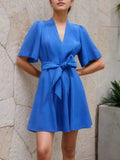 V-Neck Short Sleeve Dress with Pockets Royal Blue 1bff88eb-cec0-4f28-b8b4-8d6cca3aec0d-Max-Origin