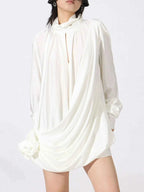 Ruched Long Sleeve Mini Dress White 1c0fcc33-c0ff-46c5-ad6b-86d7d4254102-Max-Origin