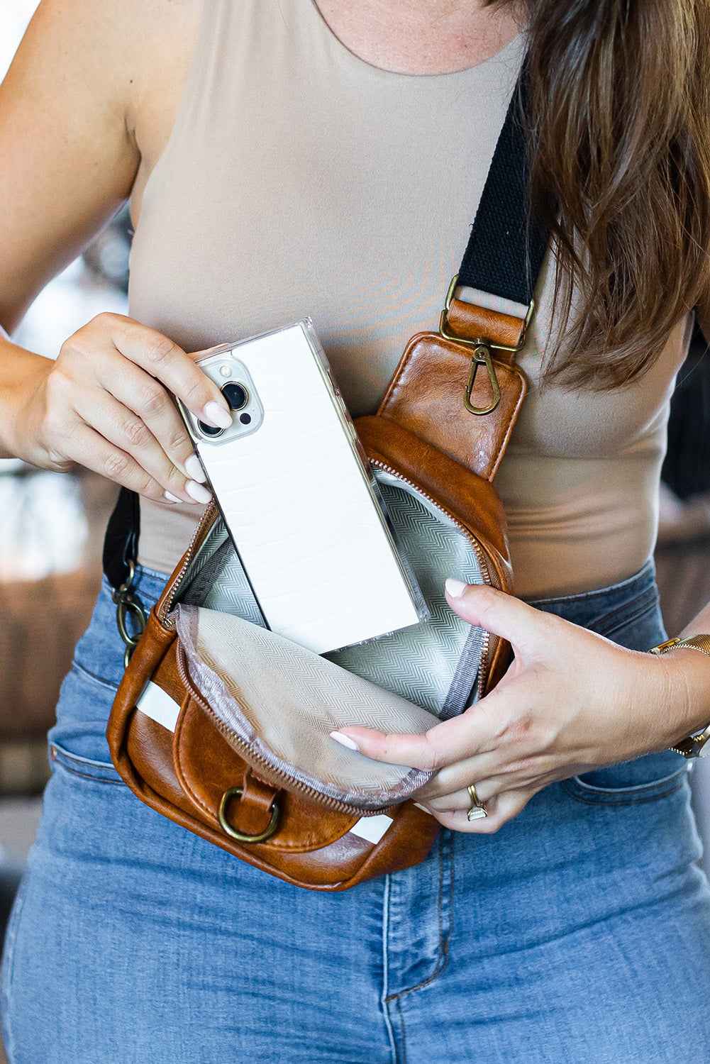 Brown PU Leather Football Mini Crossbody Bag 1c141e72dedde9a1