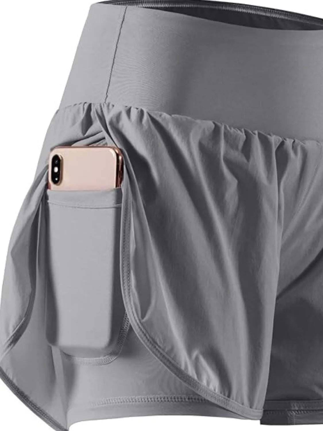 Pocketed High Waist Active Shorts Dark Gray 1c19c015-b17f-4a80-8582-0dd7862a8a8b-Max-Origin
