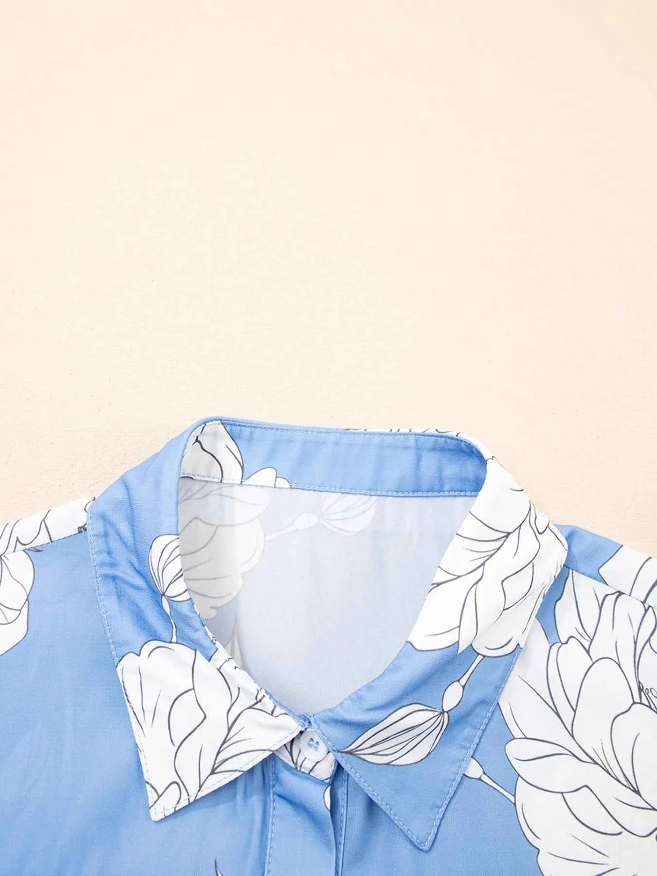 Floral Print Button Up Pleated Detail Puff Sleeve Shirt 1c1bc2a771f0498194b7be1c3b6bd16e-Max-Origin