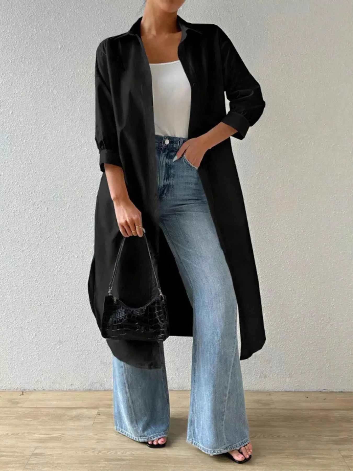 Button-Up Long Sleeve Longline Shirt Black 1c3d13e287be4f789aec6870fa7604f1-Max-Origin