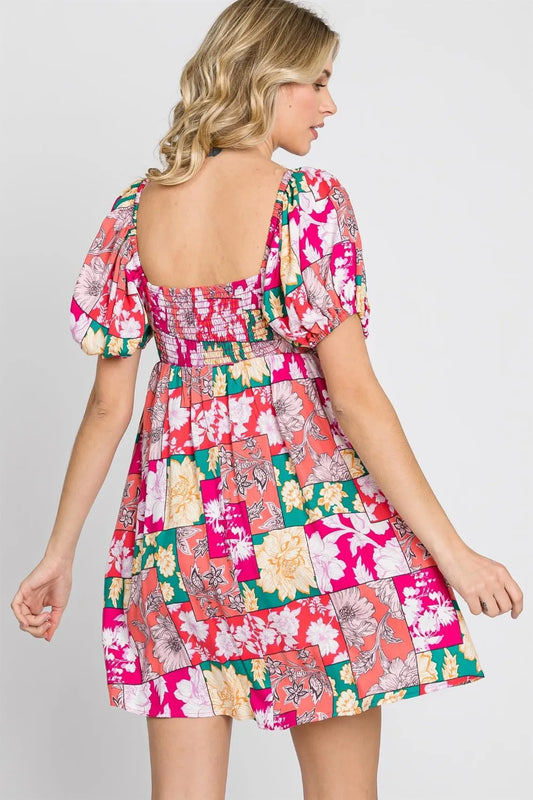 GeeGee Floral Ruff Sleeve Mini Dress 1c43d18c-56ec-4bde-be99-409535ab8ea2-Max