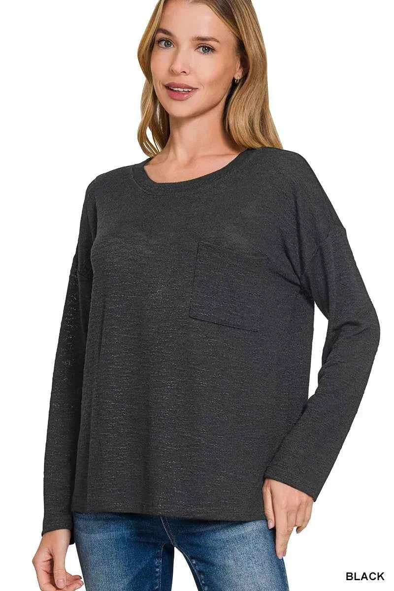 Zenana Slub Hacci Long Sleeve T-Shirt BLACK 1c4c05dbee584b0e8ffc504dd815fe21-Max-Origin