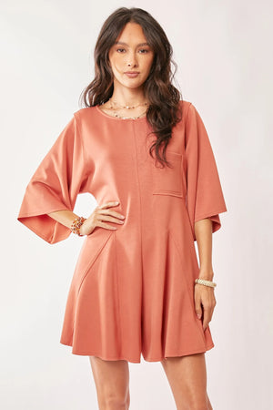 Solid Draped Sleeve Ties Back Skort Romper SALMON 1c4c1e329a314466bde0621156477c56-Max-Origin