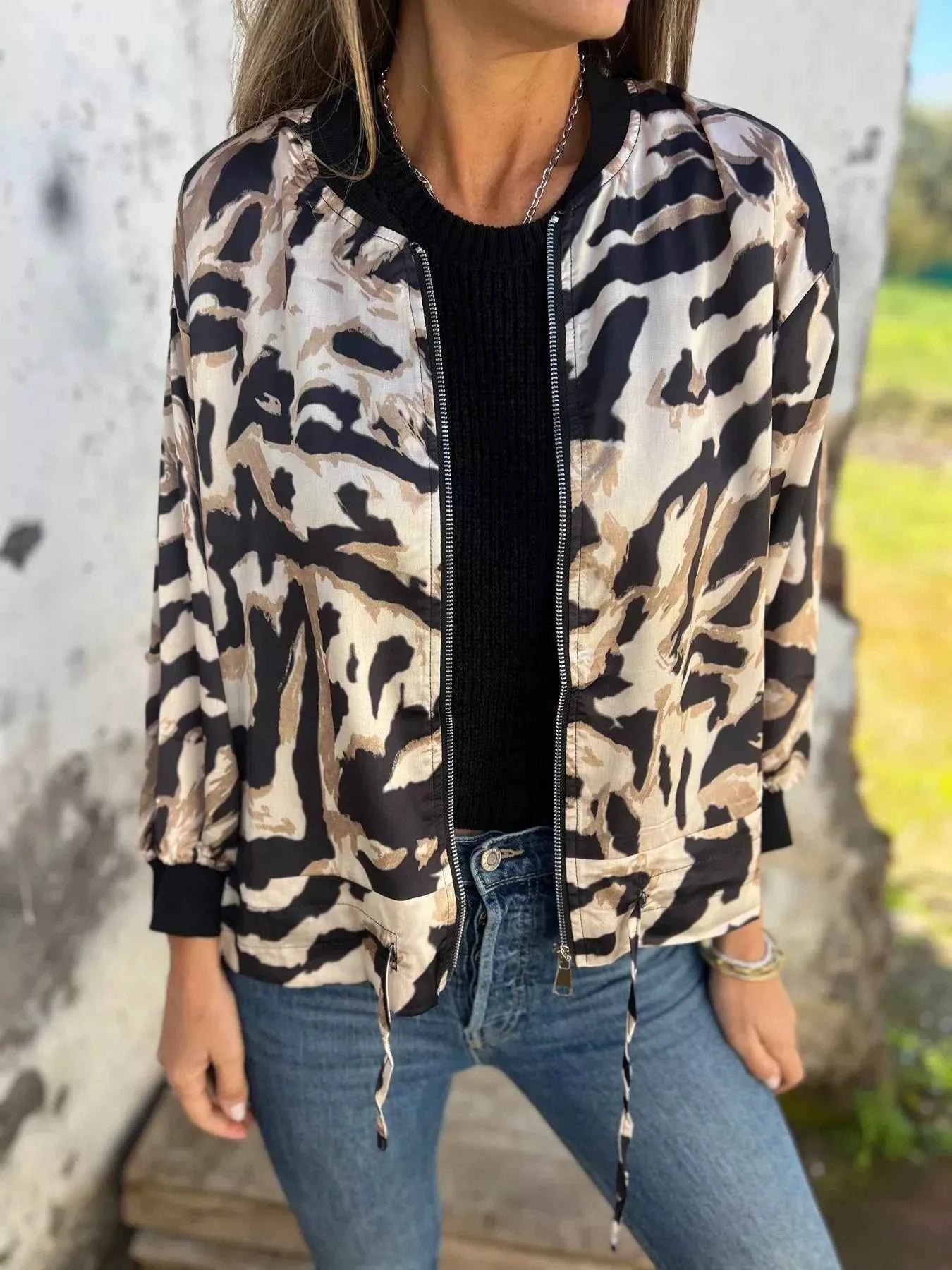Full Size Animal Print Lightweight Zip Up Jacket Plus Size Leopard 1c580348-7124-4f17-bf9a-df6c13bc067c-Max-Origin