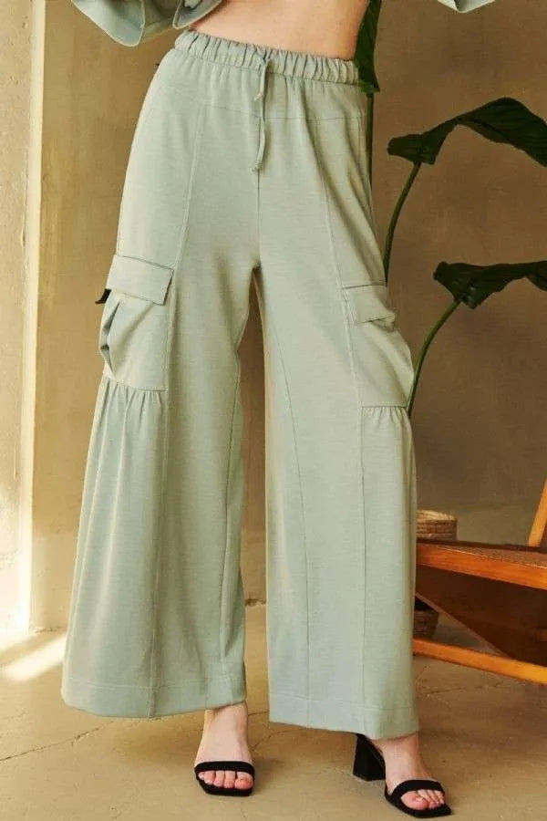 Davi & Dani Drawstring Ruched Detail Wide Leg Pants 1c6ac1ef-0c21-44b3-a210-e4ec4e220911-Max