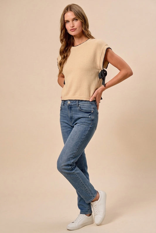 Lightweight Sweater Dolman Side Ribbon Tie Top 1c6df7a1-e741-4d97-8080-f00eecee52b9-Max