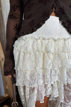 White Sheer Lace Frilly Ruffles High Low Long Skirt 1c78e89c55c62632