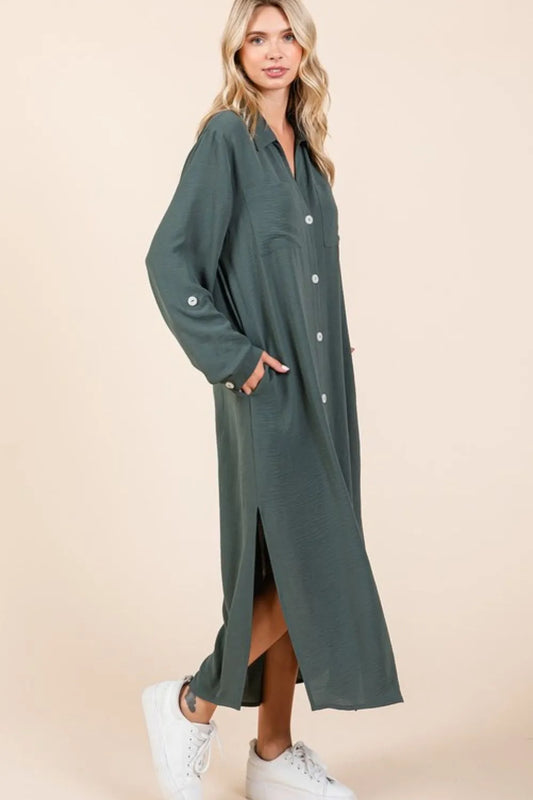 Airflow V-Neck Long Sleeve Button Down Maxi Dress 1c7ff315-bd00-4b9f-9ddc-11f9bf29e353-Max