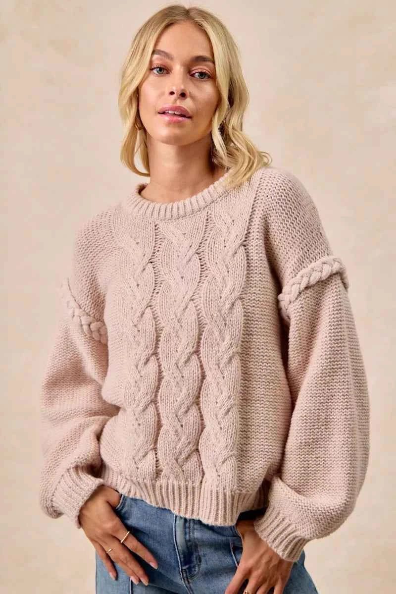 BiBi Cable Knit Sweater with Shoulder Braid Detail 1c85de5f175f409184117c516007f752-Max-Origin