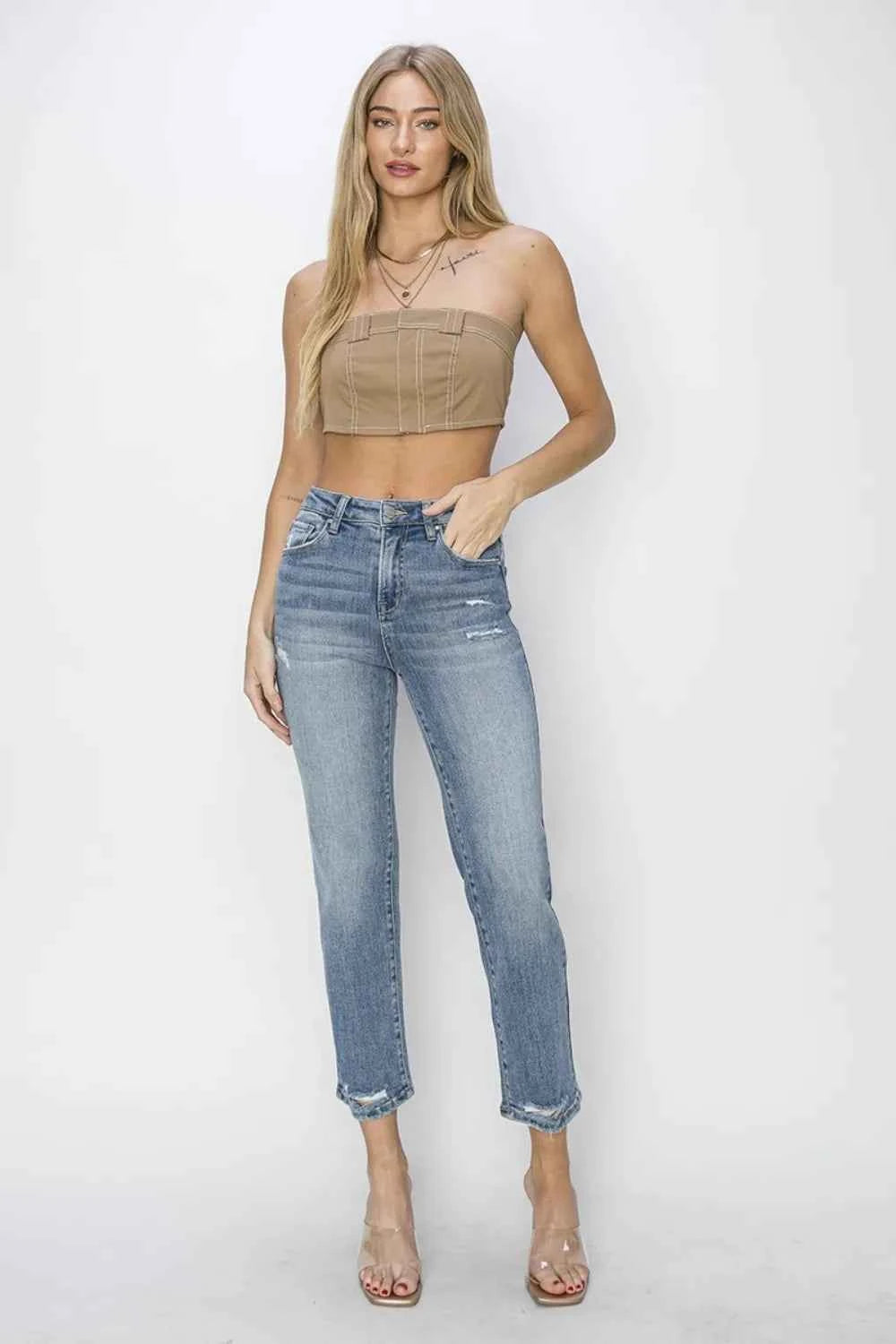 RISEN Full Size High Waist Distressed Cropped Jeans 1c8b5780-9fec-42a1-8b6c-2b9afc4fbaaf-Max