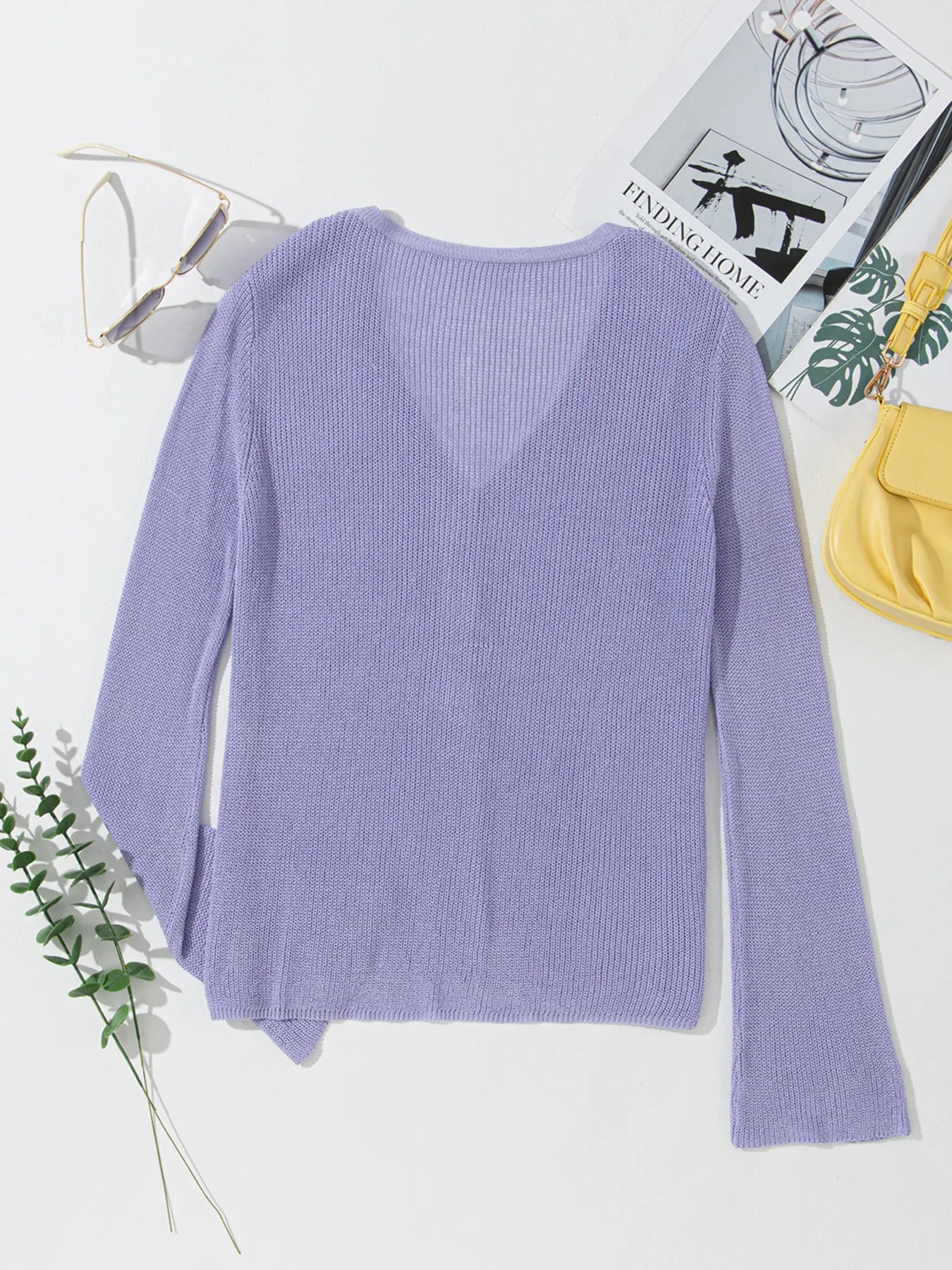 Lightweight V Neck Button Front Bell Sleeve Cardigan 1c9d42194db54508ac715b77c9604832-Max-Origin
