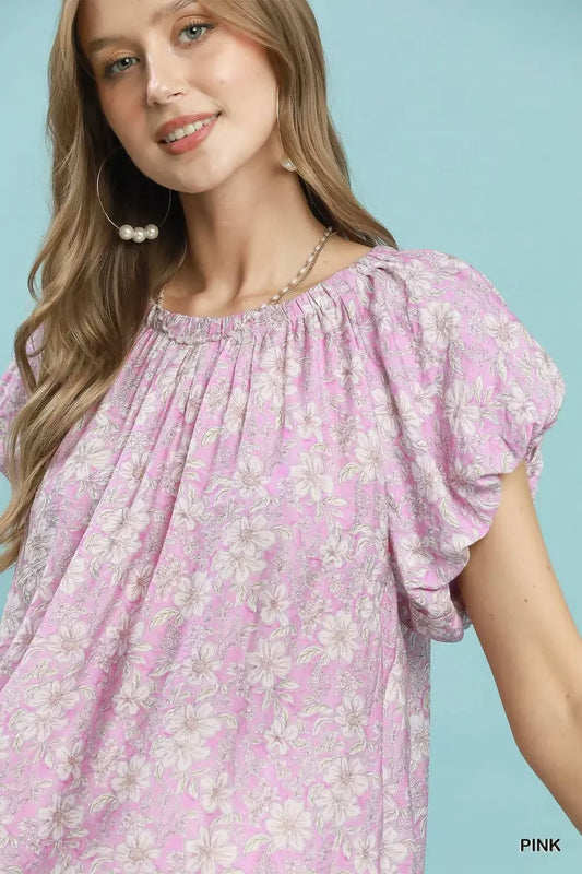 Umgee Floral Puff Sleeve Blouse 1cac4f70-c38f-491c-a08e-c718ef8a1006-Max-Origin