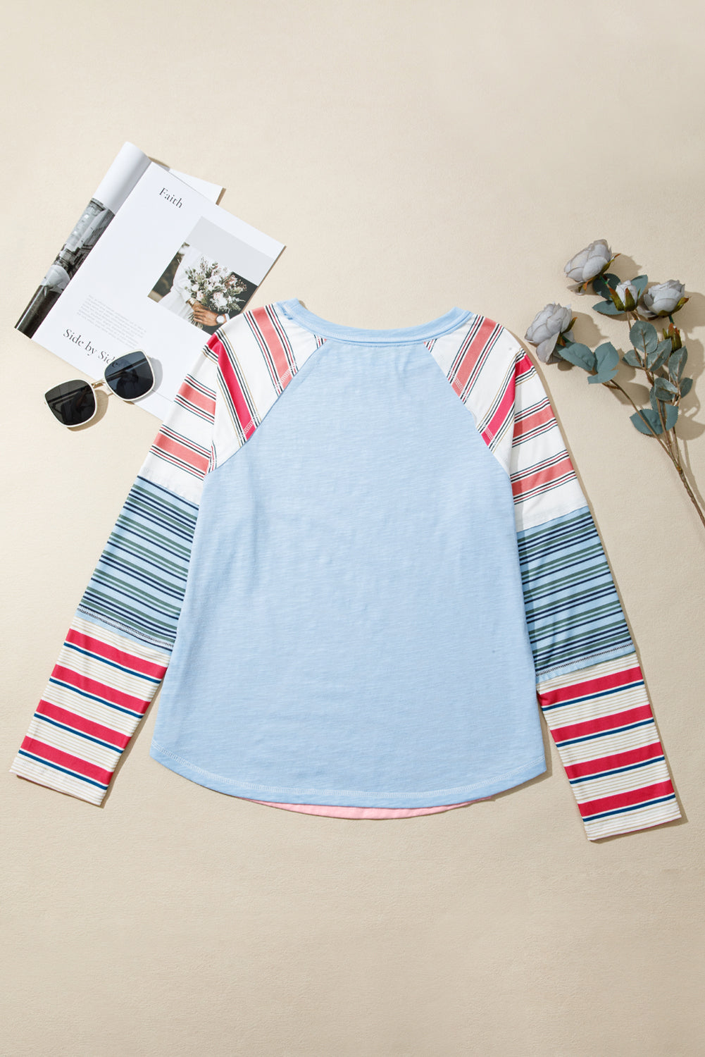 Pink Striped Colorblock Long Sleeve Top 1cb38e1f38e226fe
