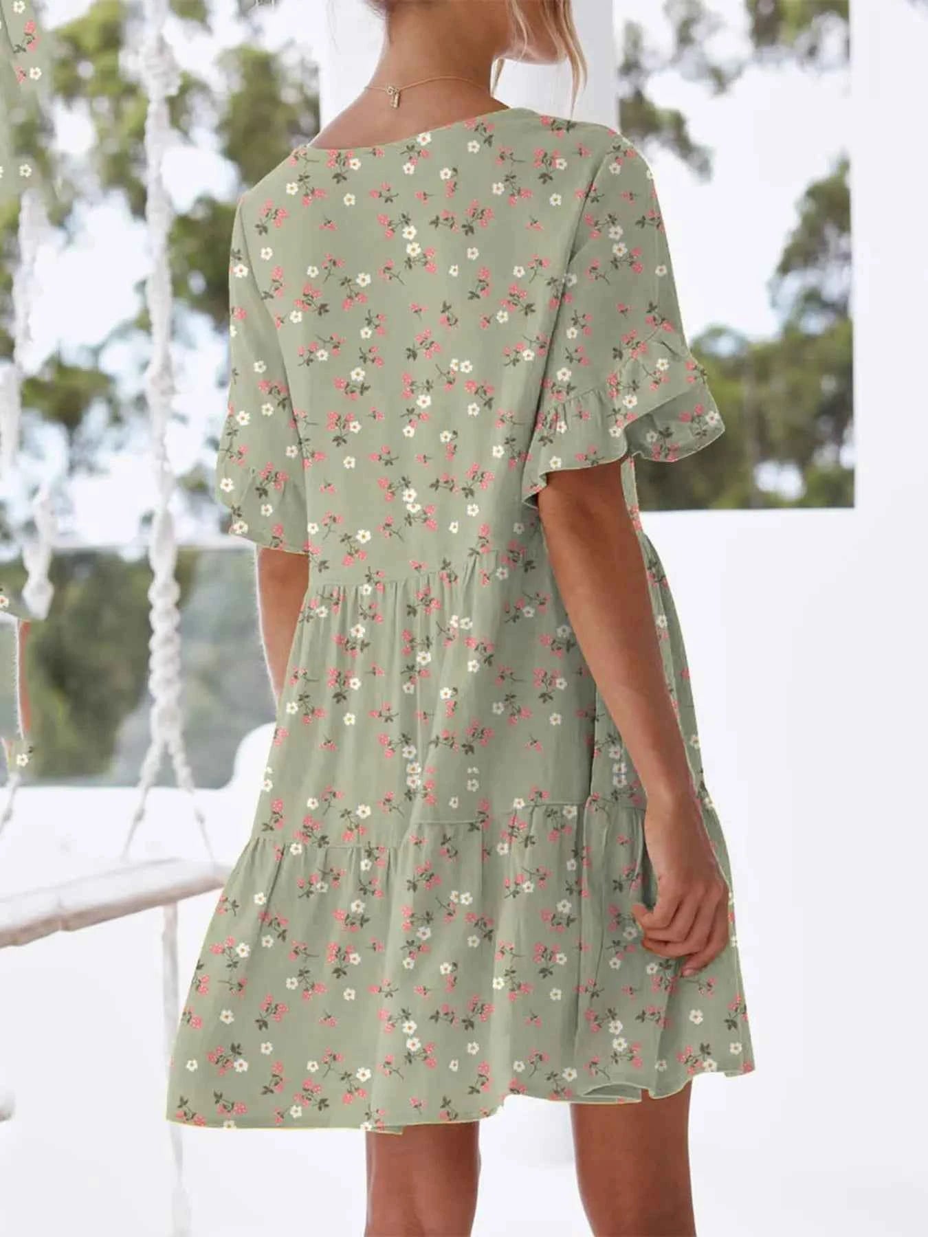 Polka Dot V-Neck Short Sleeve Mini Dress 1cb4f3cf5fdc4dbbbf7a1f476554fc39-Max-Origin