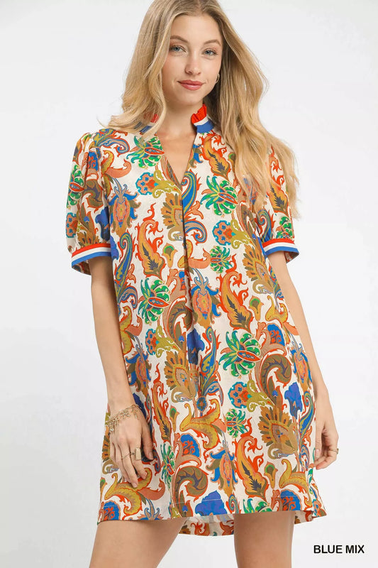 Jacquard Abstract Print Mini Dress BLUE MIX 1cc49fc9-2478-4306-986f-ded4a00a359f-Max-Origin