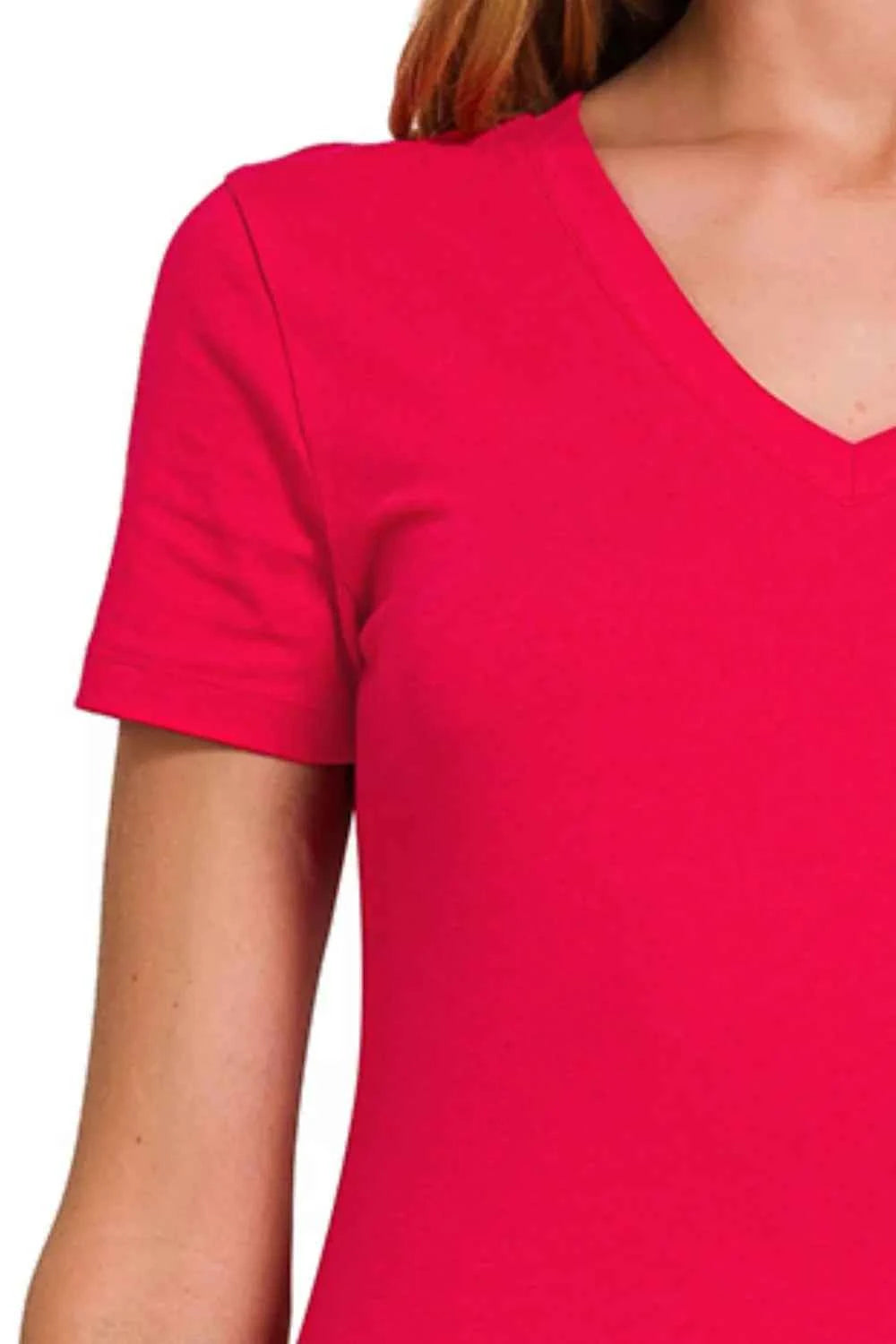 Zenana Basic Cotton V-Neck Short Sleeve T-Shirt 1cd9b735-5d93-4cbf-aad6-1d77bc983f2b-Max-Origin