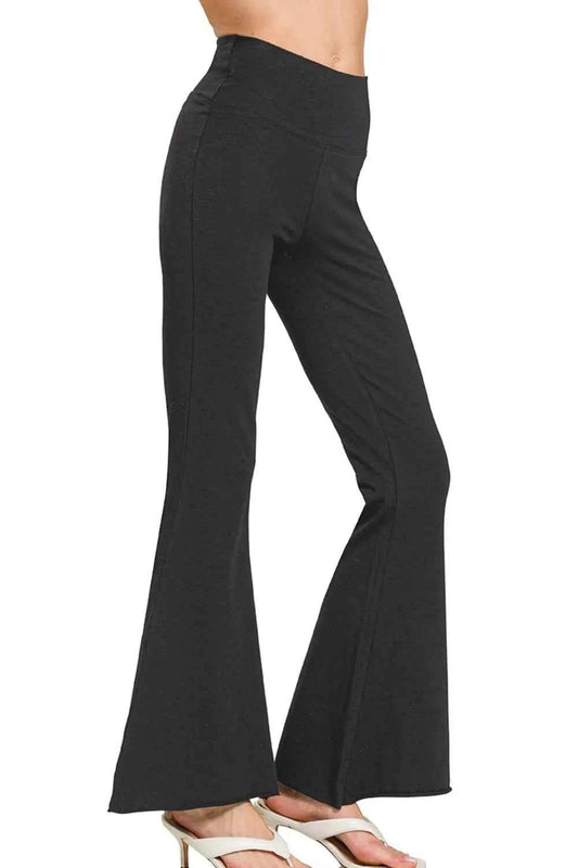 Raw Edge Hem Flare Yoga Pants 1cde336b-c922-4ac2-b7f8-04d77479735b-Max-Origin