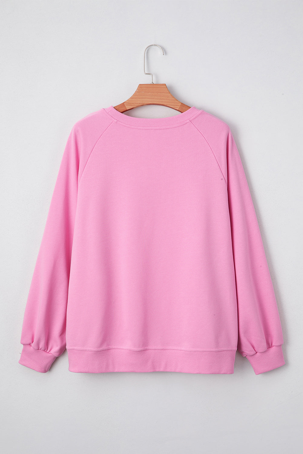 Bright Pink Lace Patchwork Raglan Sleeve Loose Fit Sweatshirt 1d04d0d050581c5f