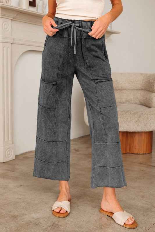 Mineral Wash High Waist Raw Hem Pants 1d10eecb-0100-42a5-8182-1ba18039bae9