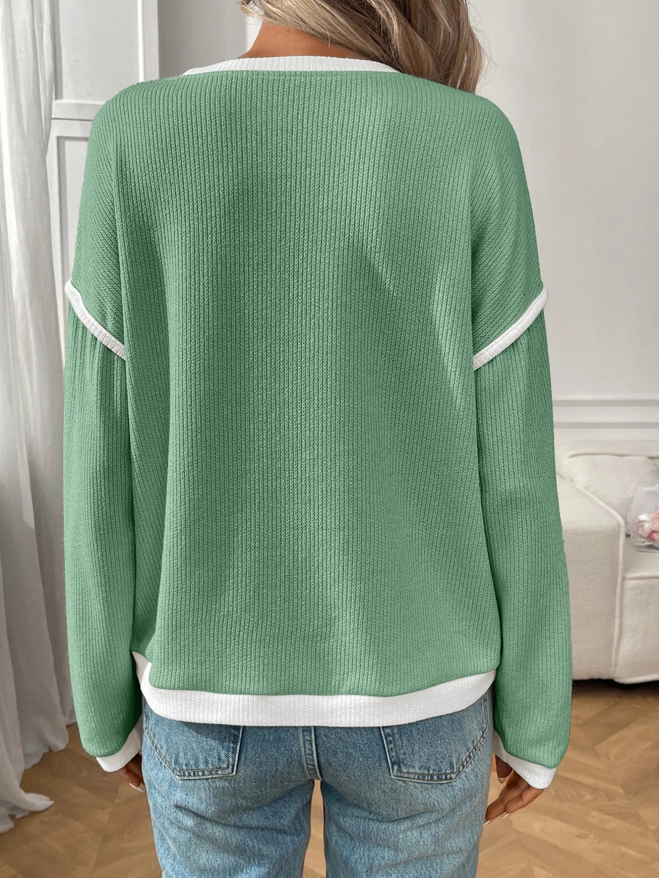 Ribbed Contrast Trim Long Sleeve Top 1d10f6b6-a3f5-43eb-a4f9-8405d5c6d163-Max-Origin