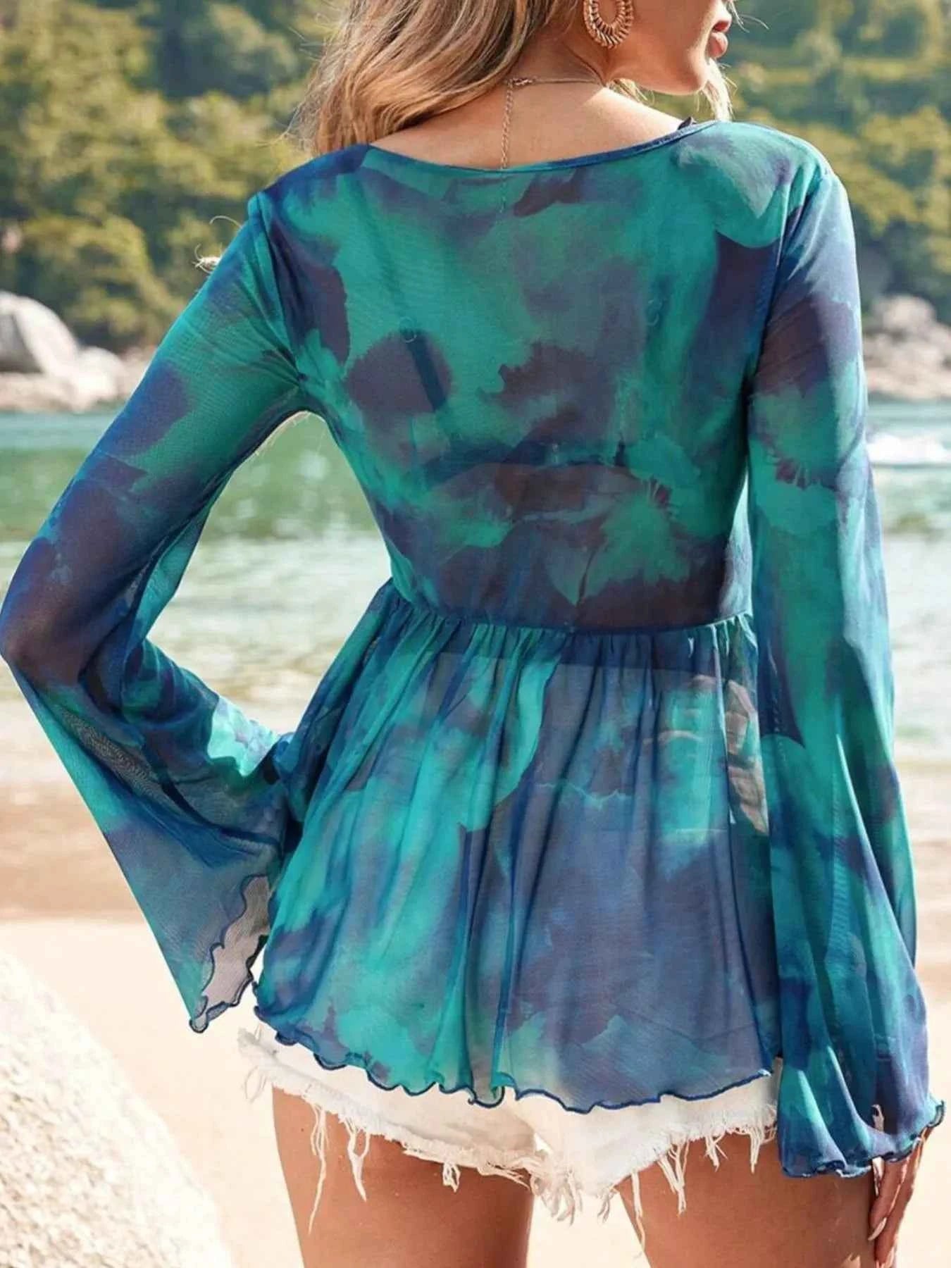 Tie-Front Flare Sleeve Blouse 1d18ae40-396e-476c-87f0-a9c1b2824dbb-Max-Origin
