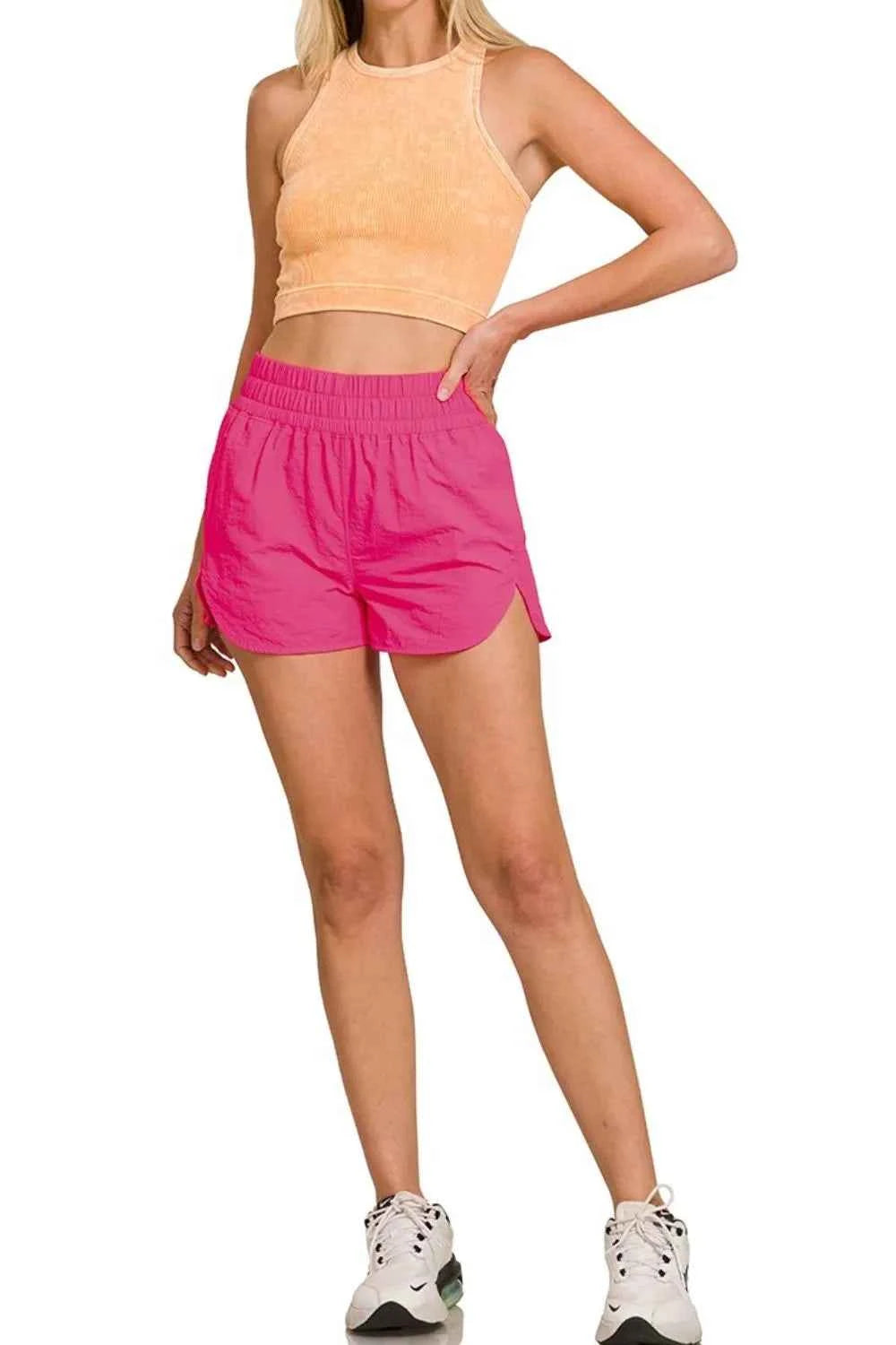 Zenana Windbreaker Smocked Waistband Running Shorts 1d1ebbaf-5b24-460c-b6fd-f5d818e63c4e-Max-Origin