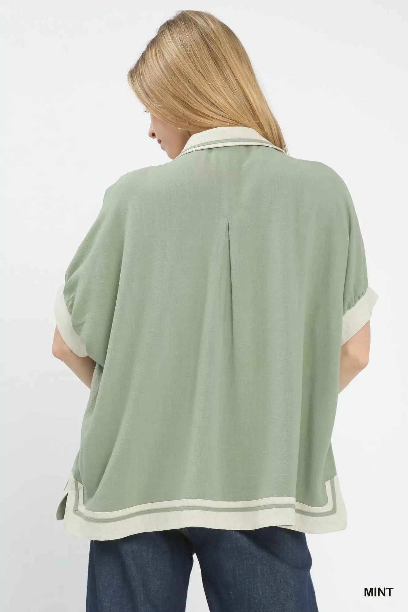 Umgee Linen Button Front Top with Contrast Piping 1d1f55e1-be2a-4c4c-bb45-f0e6643d3c71-Max-Origin