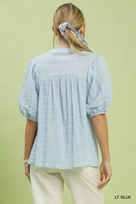 Textured Puff Sleeve Blouse 1d3419a7-9fc1-4111-96f3-f04fb9972bc4-Max-Origin
