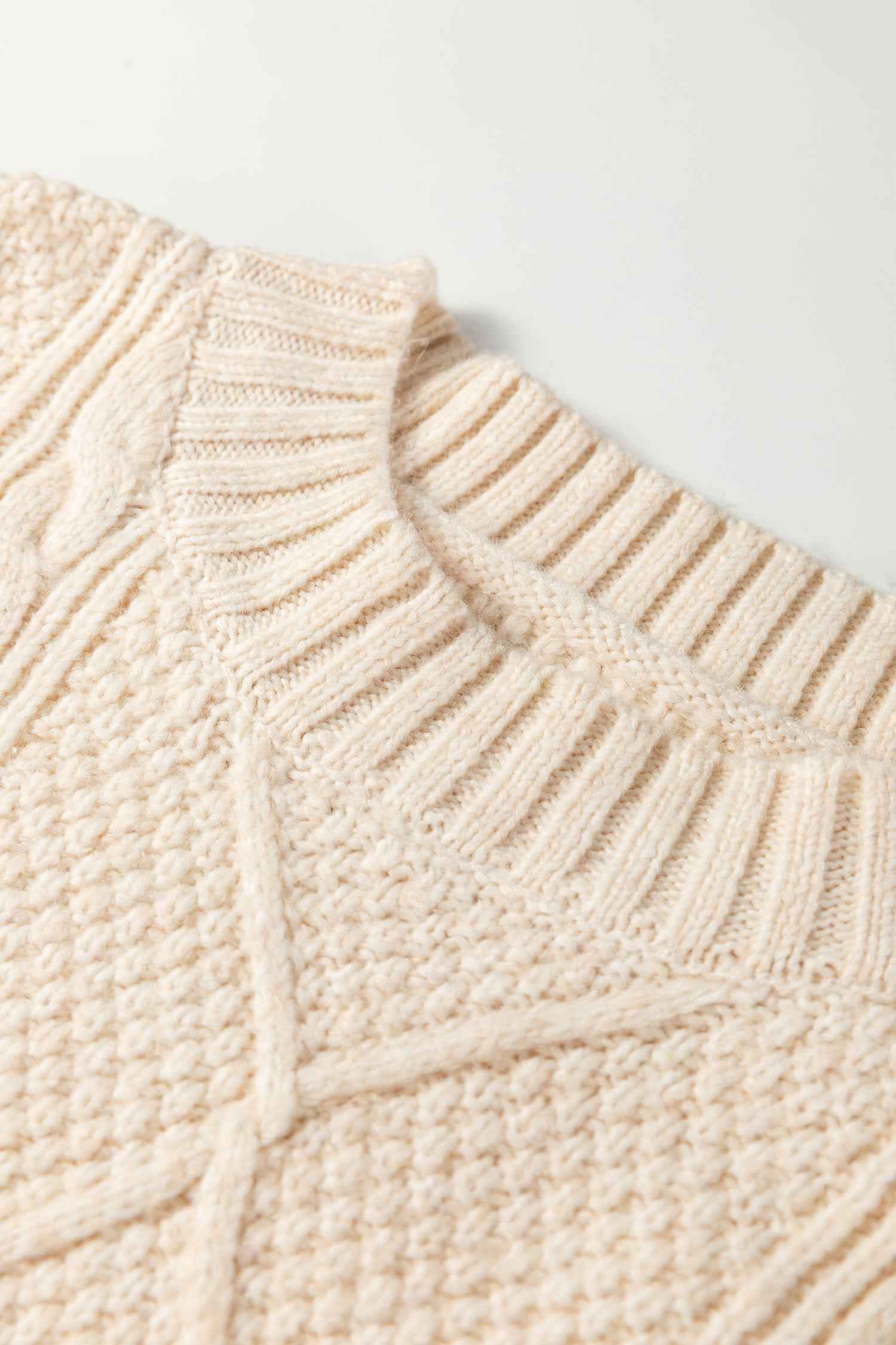 Oatmeal Cable Knit Drop Shoulder Loose Fit Sweater Dress 1d4ea9e695d940b1