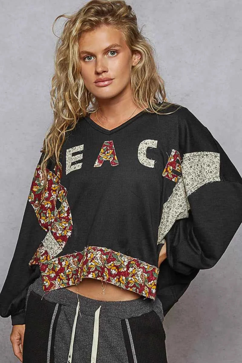POL Peace Patch Floral Long Sleeve Hoodie Black 1d518704-8cd9-47bd-8a42-af212fe45fca-Max-Origin