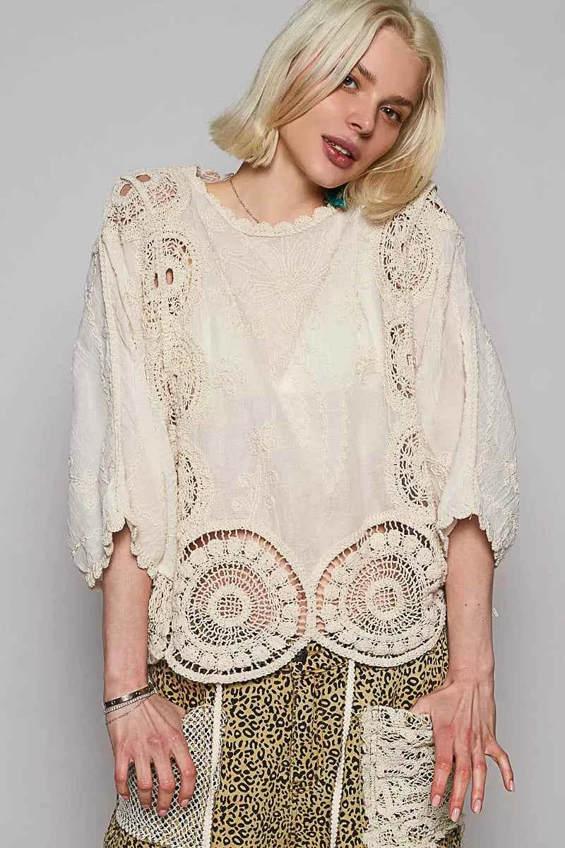 POL Round Neck Crochet Top with Floral Embroidery Detail 1d539496-09ef-4f9d-b349-d5e4f4856f4c-Max-Origin
