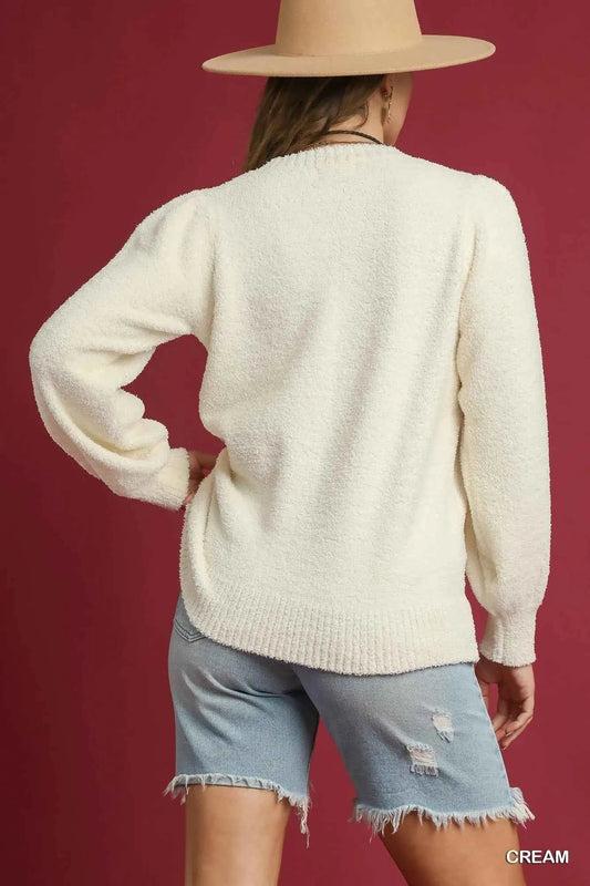 Textured Long Sleeve Sweater with Ribbed Trim 1d5f3f92-1805-4630-bb6f-5a7cb7f0ecb5-Max-Origin