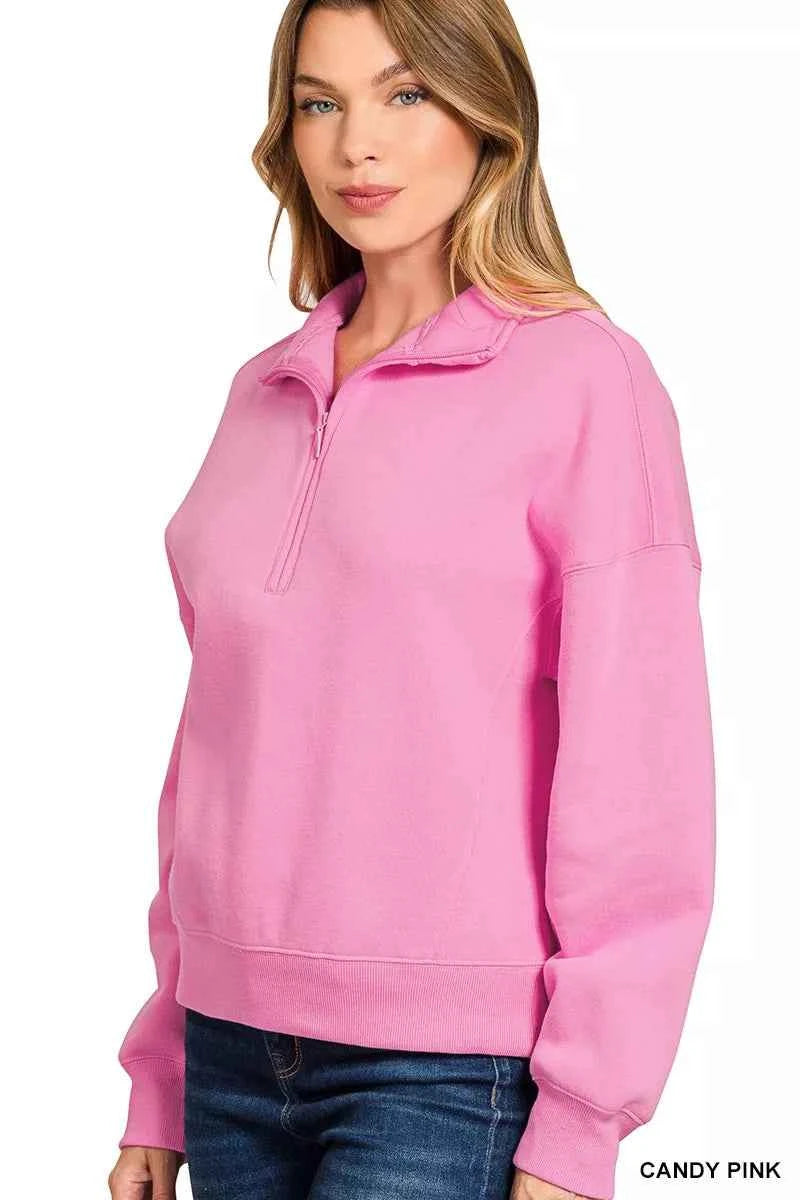Zenana Fleece High Neck Half Zip Sweatshirt 1d64c8242595446f977ba2dc7e3eb903-Max-Origin