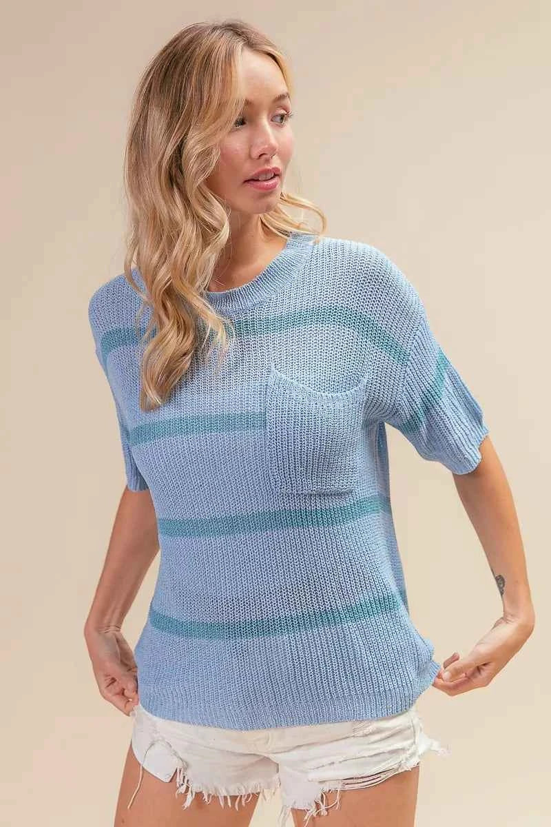 BiBi Patch Pocket Striped Lightweight Sweater Top 1d6b98ae-b905-49e1-af19-238cd08de148-Max-Origin
