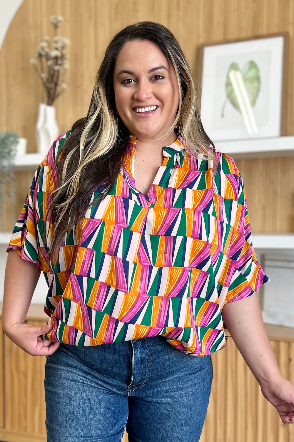 Double Take Full Size Geometric Notched Dolman Sleeve Top 1d6d8875-0e21-4df1-a8be-59a5aacf5eb7-Max