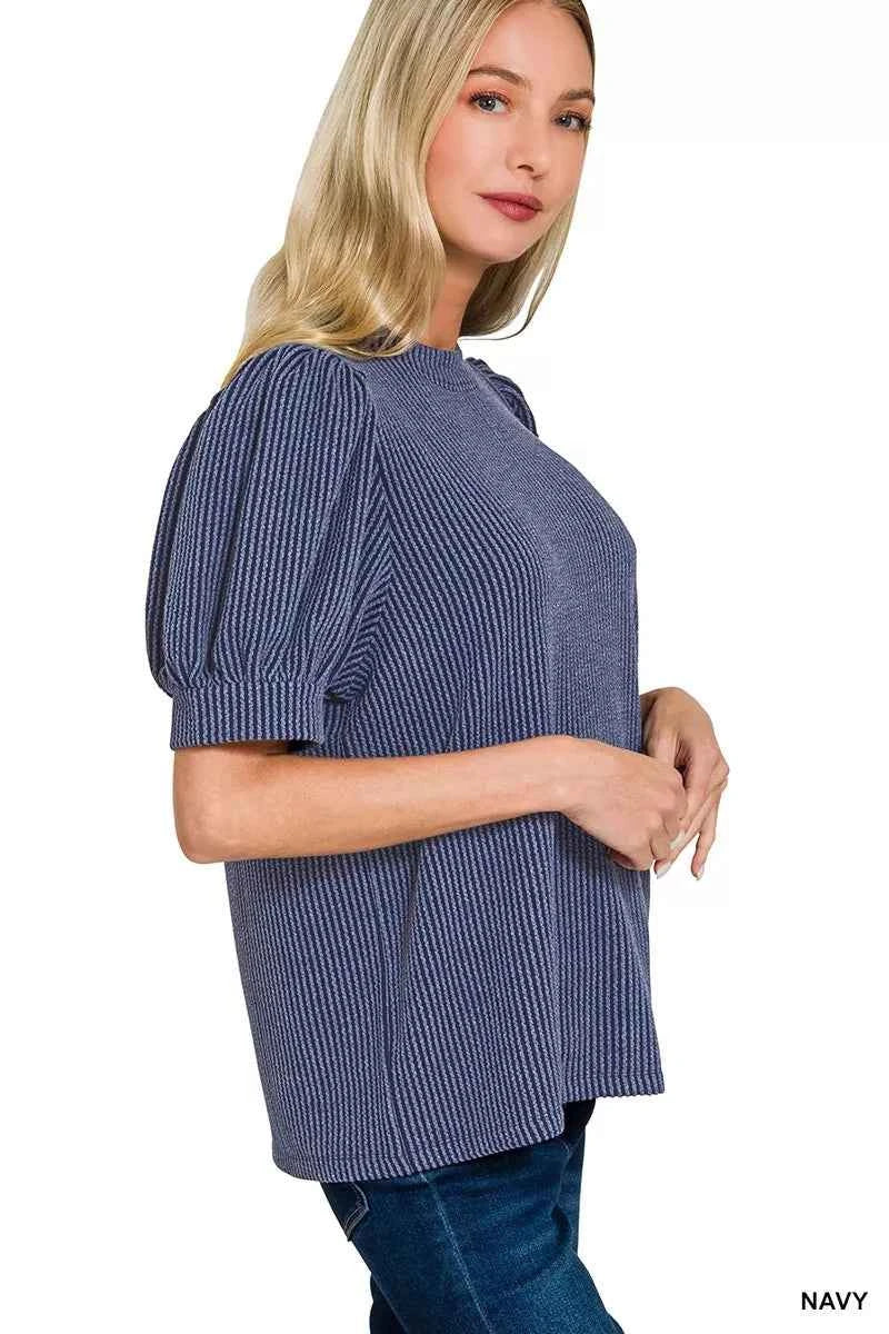 Zenana Raised Rib Puff Sleeve Top 1d75fdcd6a3e4995a14f9337d5693430-Max-Origin