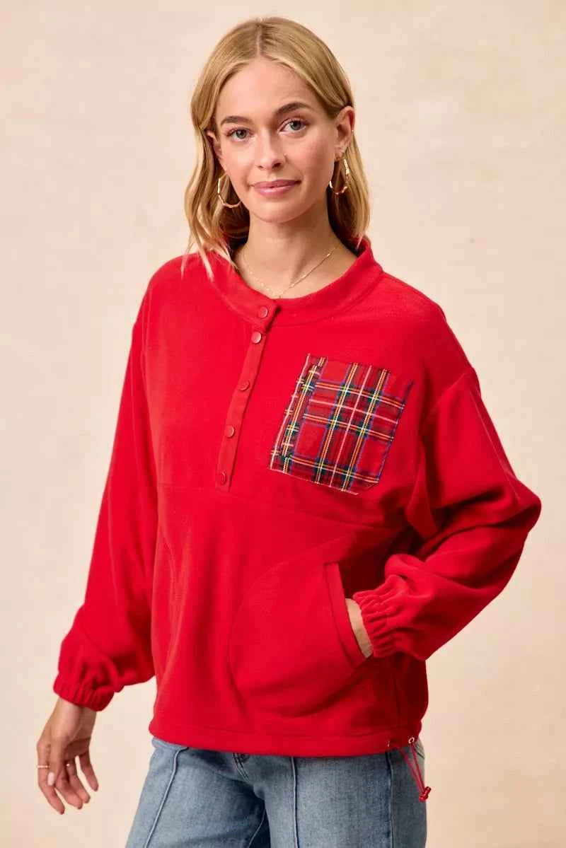 Christmas Theme Fleece Buttoned Top with Pockets 1d835d110c254495adb34a1e9f52ab74-Max-Origin