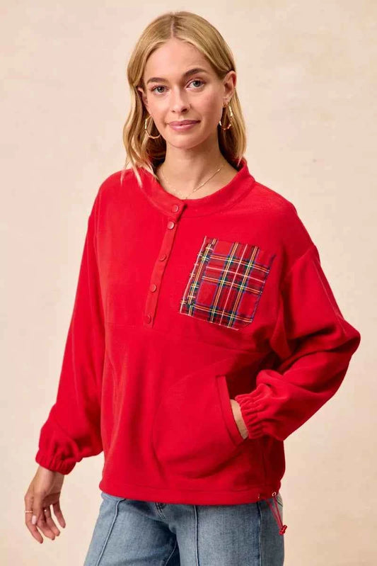 Christmas Theme Fleece Buttoned Top with Pockets 1d835d110c254495adb34a1e9f52ab74-Max-Origin