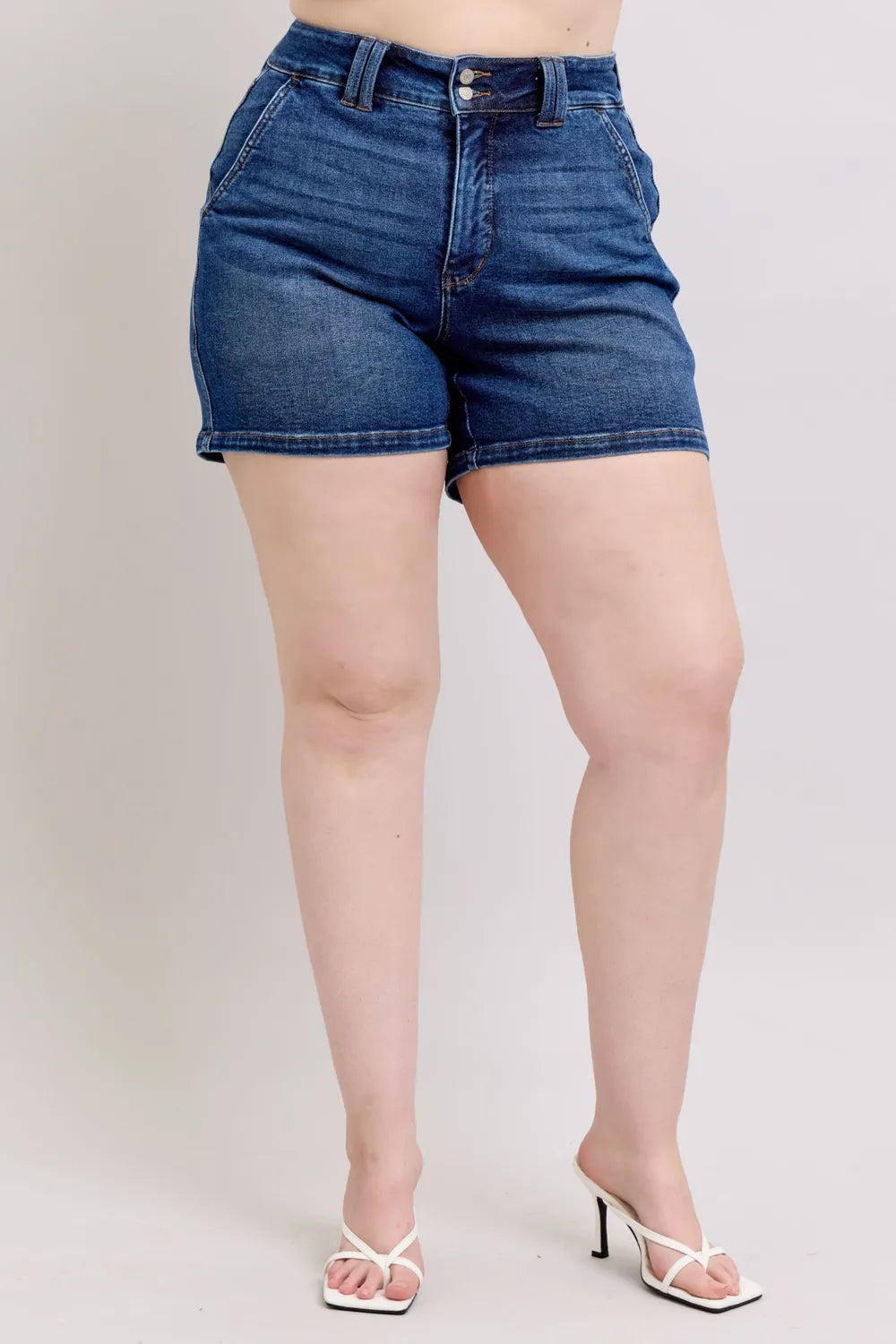Judy Blue Full Size Double Button Waistband Denim Shorts Plus Size 1d83653d-2cb9-4cb3-acd2-fd876b79a792-Max