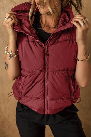 Clay Zip-up Side Pockets Hooded Puffer Vest Clay 100%Polyamide 1d85e0a306fc9f33