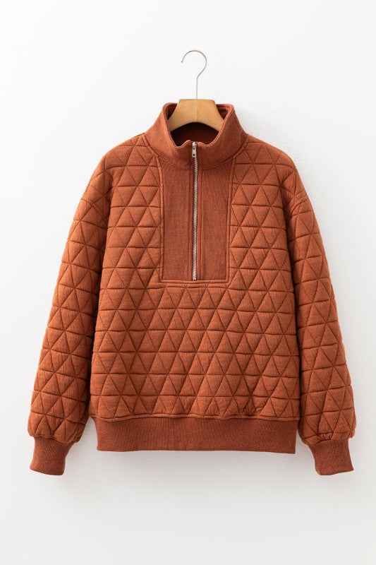 Yavita Half Zipped Loose Sweatshirt Orange 1d9fd5b8-cfb2-4fea-b598-a52849a69fee