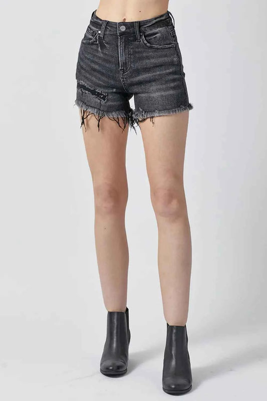Raw Hem Denim Shorts with Pockets 1da44dff-8ea9-4115-894c-9b137735fc39-Max